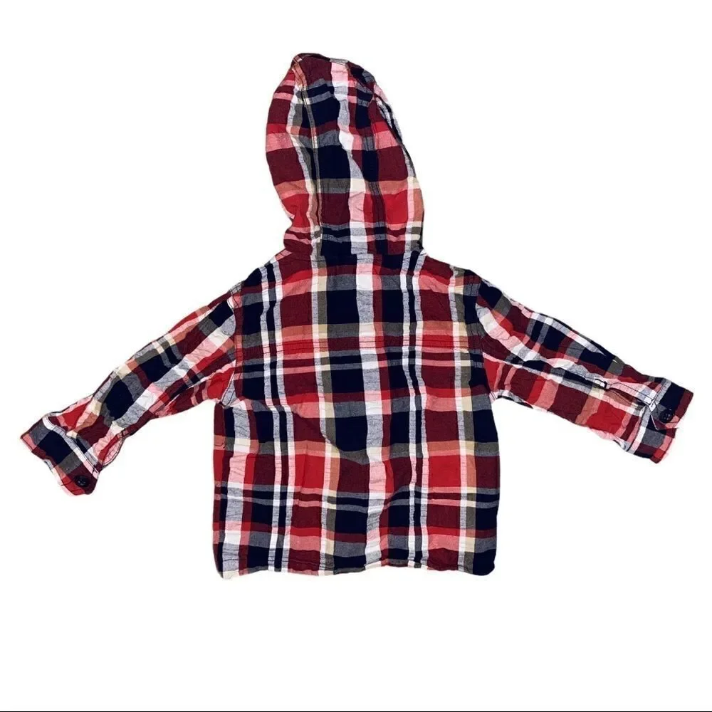 Gymboree Boys Toddler Unlined Plaid Hooded Jacket